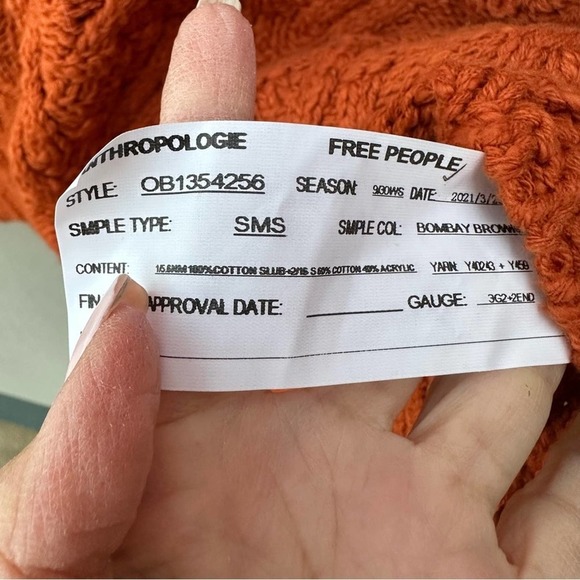 Free People Montana Cable Knit button front w/ pockets burnt orange Cardigan szS - Picture 7 of 14